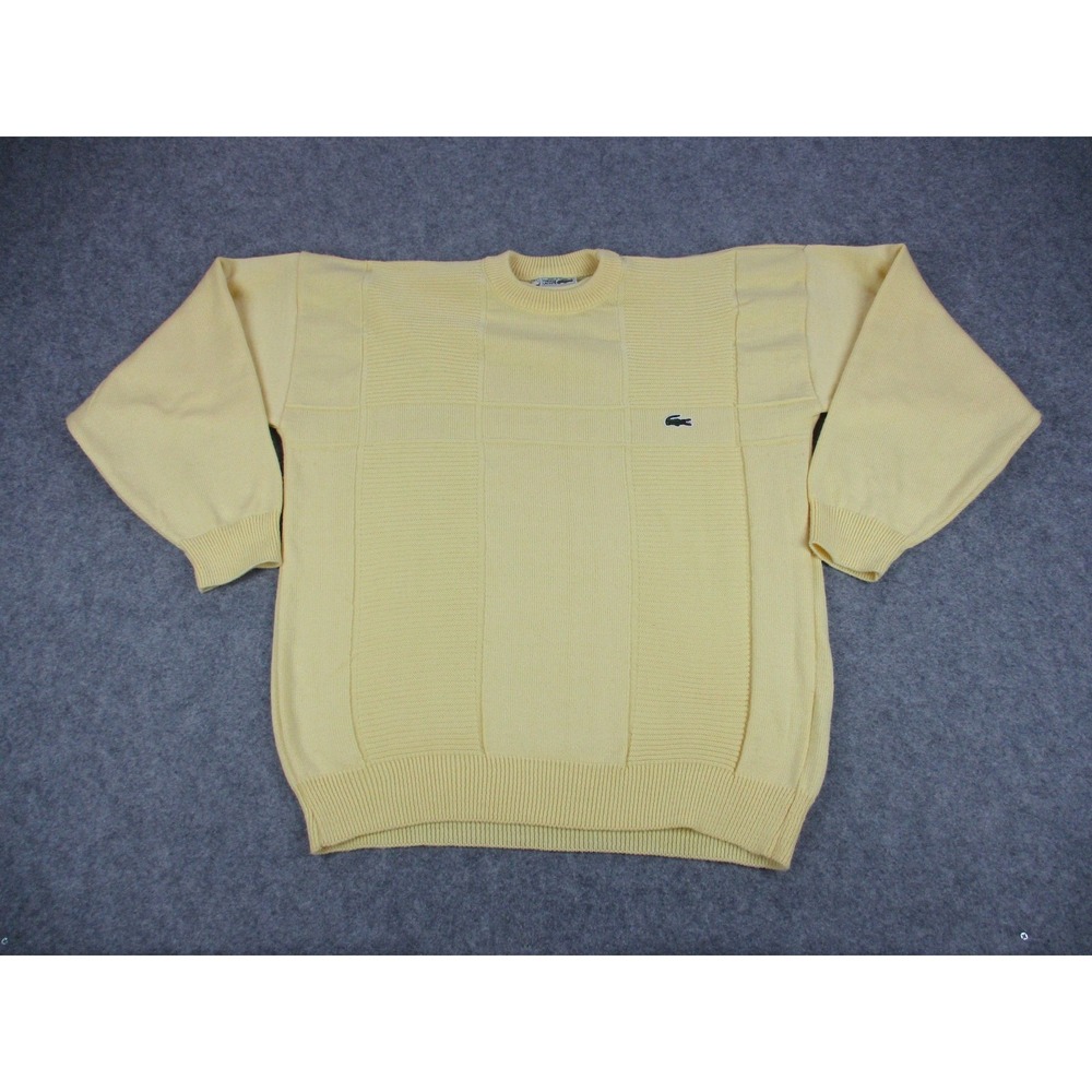 Vintage Lacoste Sweater Mens XL Yellow Chemise Croc Pullover Knit Made in France